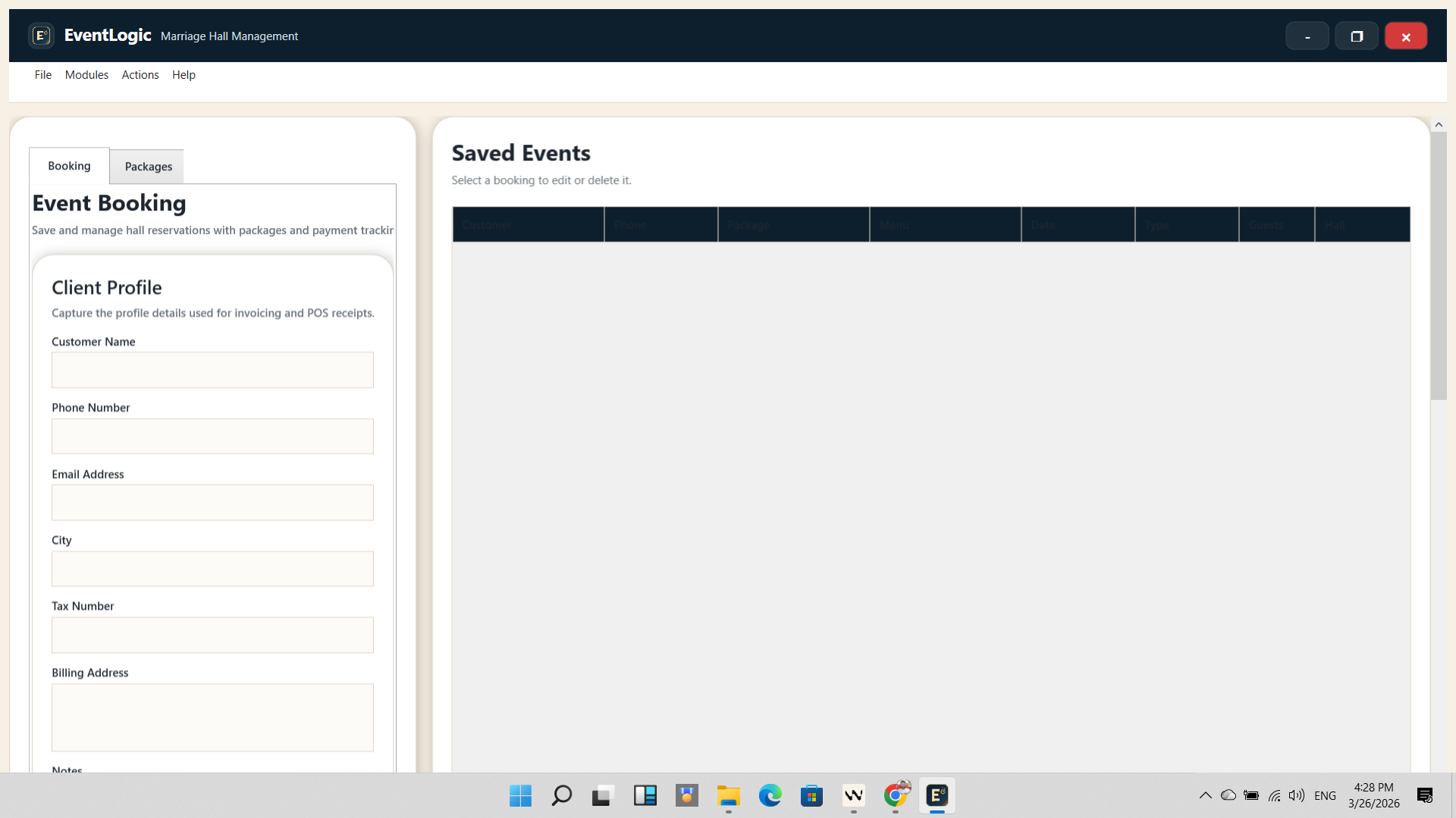 Event Booking module
