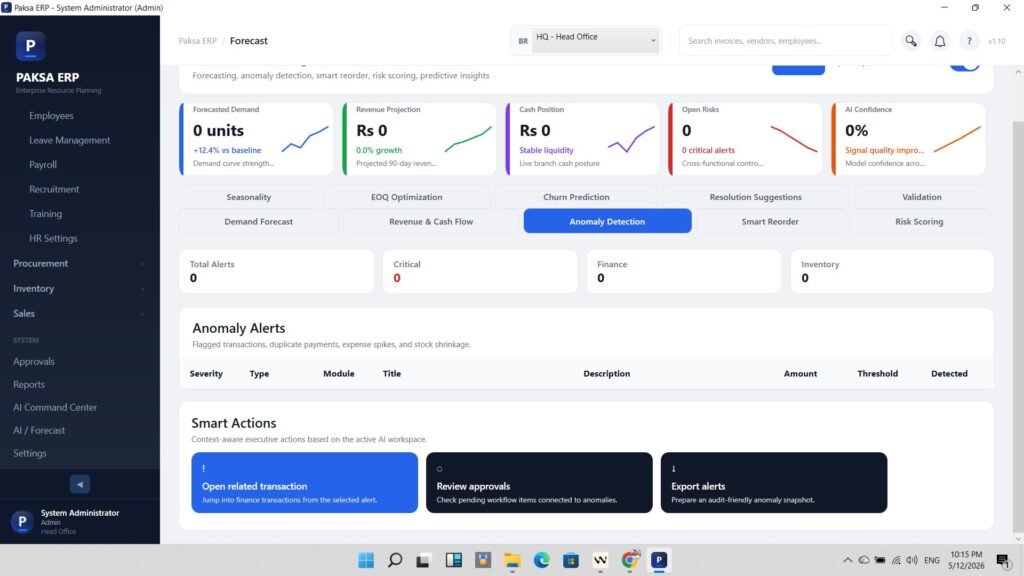 Paksa ERP AI Anomly detection