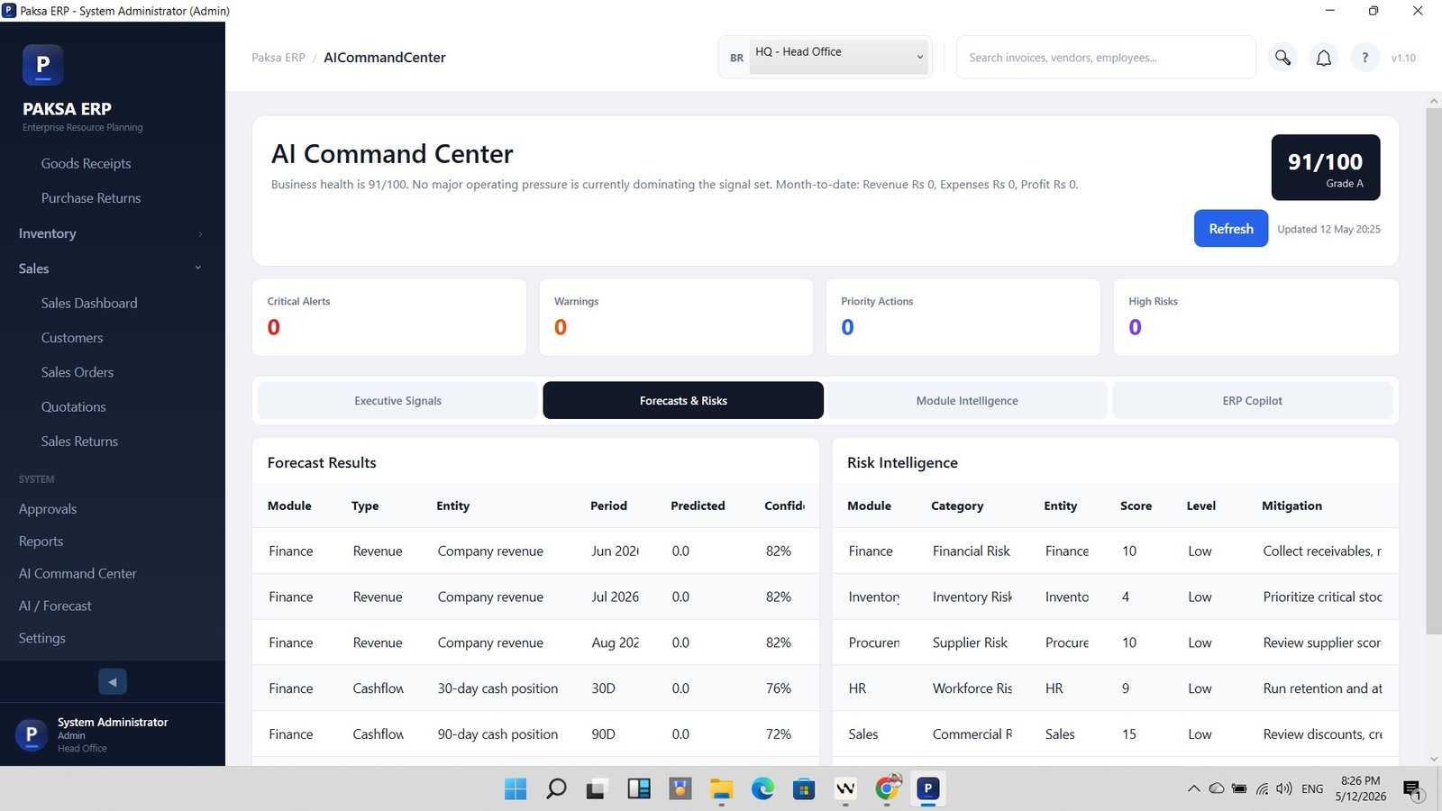 Paksa ERP AI Command Center