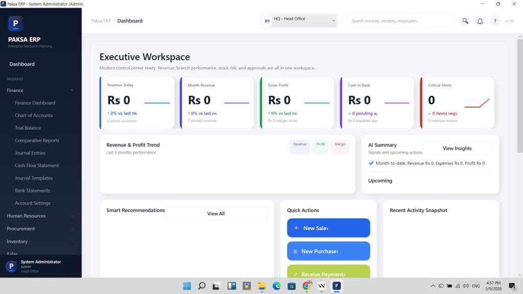 Paksa ERP Dashboard