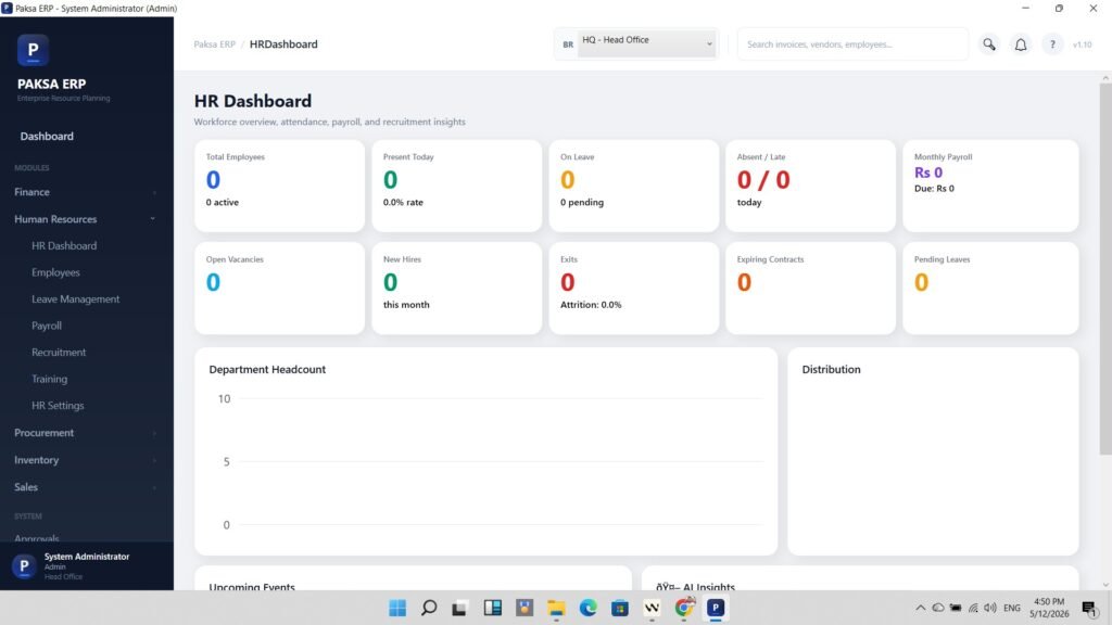 Paksa HRMS Dashboard