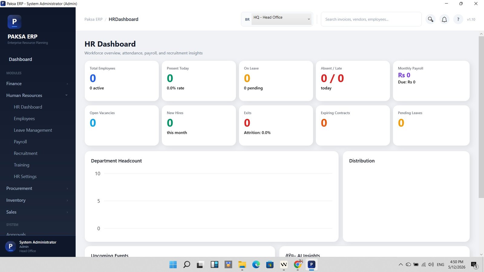 Paksa HRMS Dashboard
