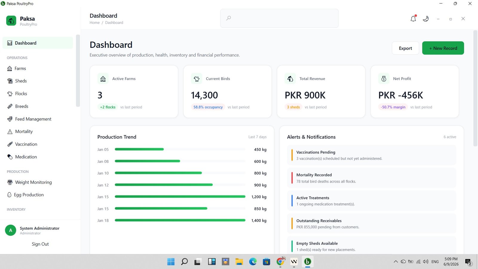 Paksa PoultryPro 19 poultry pro dashboard