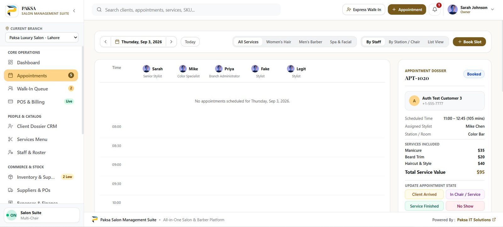 PAKSA SALON MANAGEMENT SOFTWARE 18 Appointments