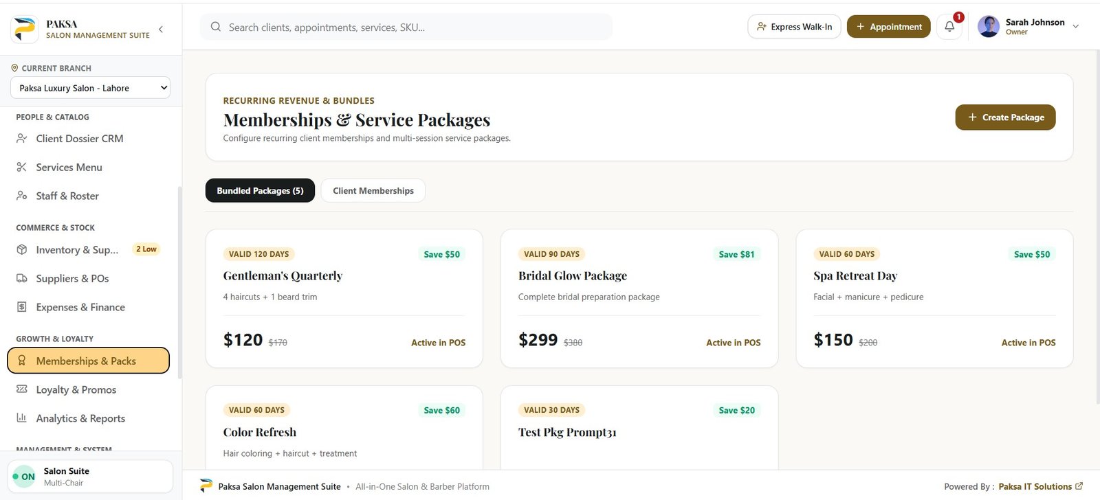 PAKSA SALON MANAGEMENT SOFTWARE 14 Membership