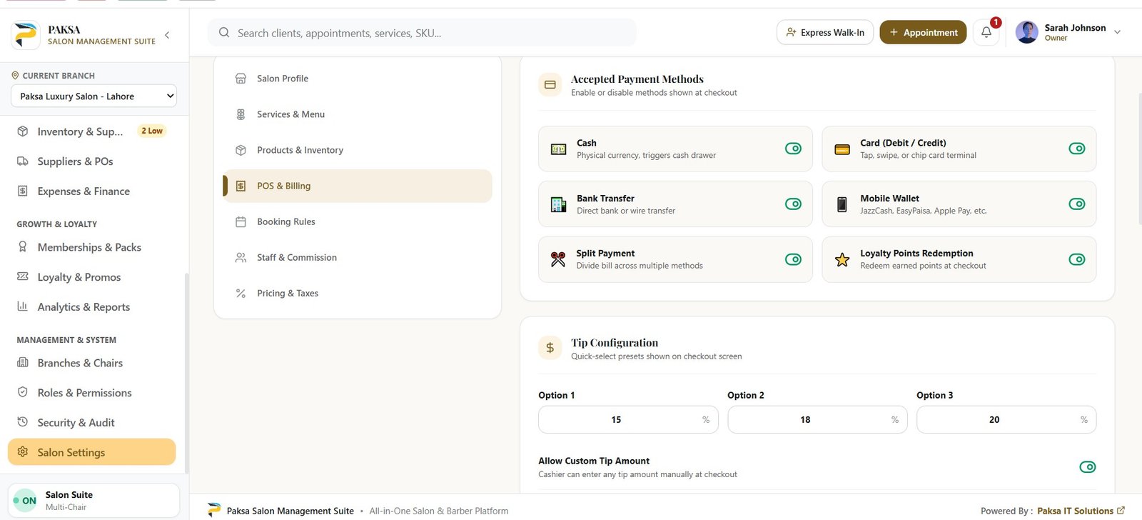 PAKSA SALON MANAGEMENT SOFTWARE 17 Payments