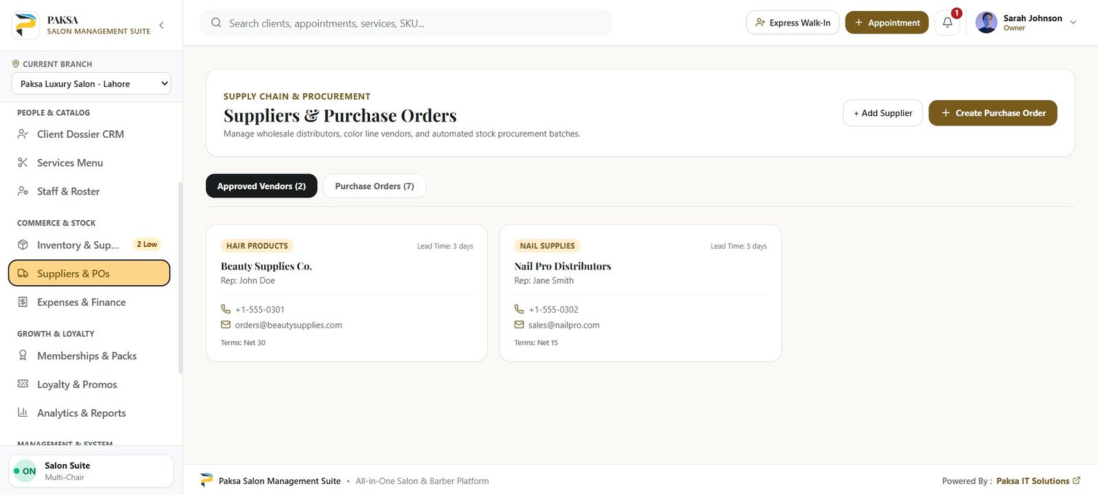 PAKSA SALON MANAGEMENT SOFTWARE 12 Suppliers