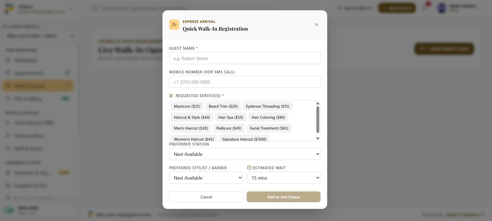 PAKSA SALON MANAGEMENT SOFTWARE 6 walk in customer
