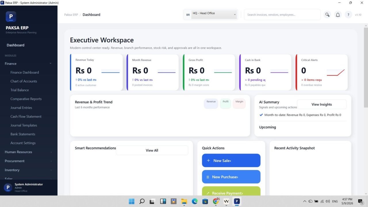 Paksa ERP Dashboard